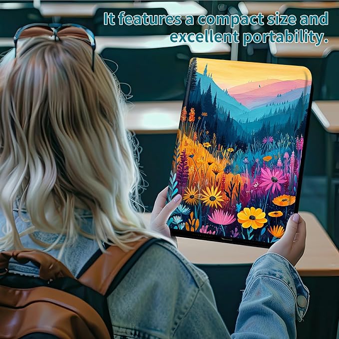 Case for Samsung Galaxy Tab A 10.1" 2019 SM-T510/T515/T517, 360 Degree Rotating Stand with Multi-Angle Vertical & Horizontal Viewing Shockproof Shell for Women Men, Mountain Wildflowers