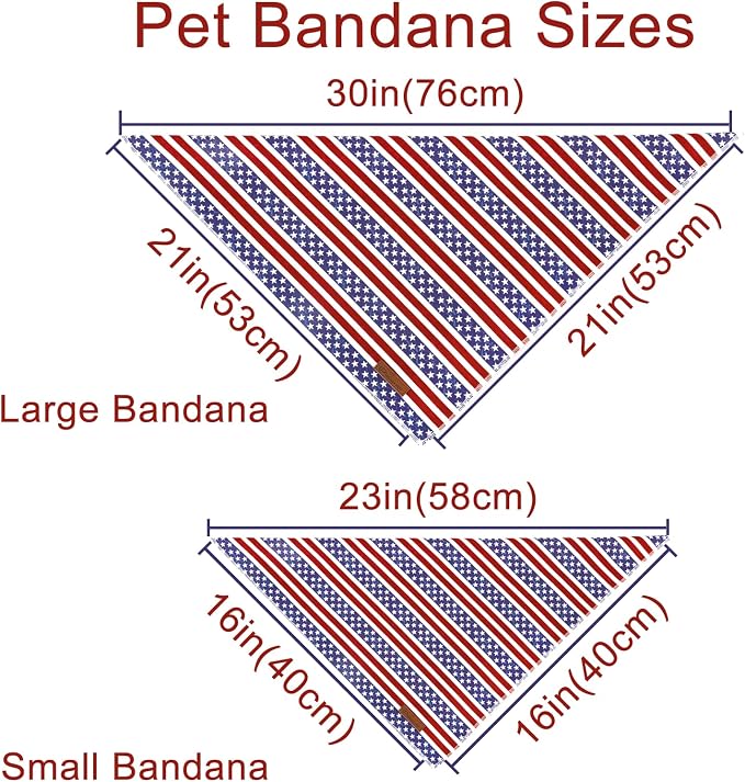 4th of July Dog Bandana, Patriotic Bandana for Medium Large Dog, Cute Patriotic Puppy Bandana, Cotton American Flag Pet Triangle Bid Scarf Kerchief for Girl Boy Dogs