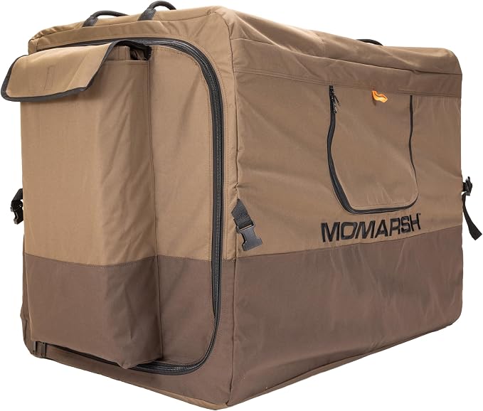 Momarsh Quick Crate | Collapsible Dog Crate for Travel & Waterfowl Hunting | Removable Padded Floor & Customizable Windows | Weather Proof Siding & Exterior Pockets for Storage
