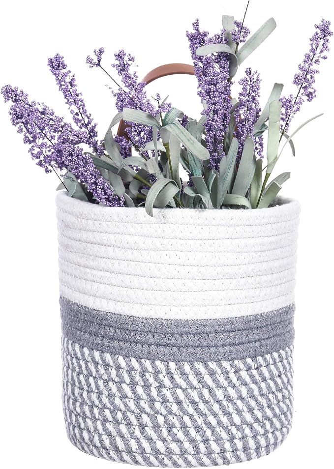 Wall Hanging Storage Basket, Woven Plant Holder for Organizing, 6.3” x 7" | Small decorative basket for towels, and toys, flowers. Hanging storage organizer for wall decor and home organization.