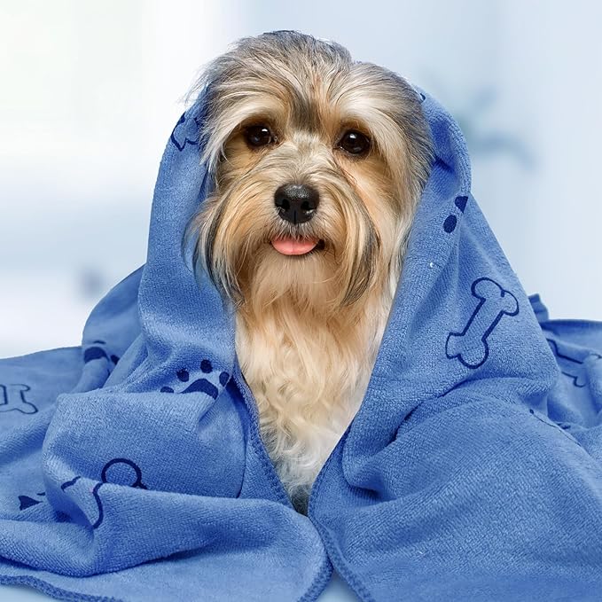 30 Pcs Dog Towels for Drying Dogs Bulk 20 x 40 Inch Quick Drying Pet Bath Towels Colorful Pet Grooming Towel Absorbent Microfiber Towel for Small Medium Large Dog Puppy Cat (Blue)