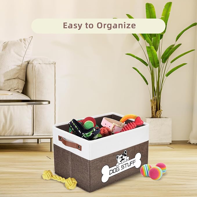 Collapsible Box, Dog Toy Basket, Storage Bin for Pet Accessories | Fabric Storage with Handle, Organizer for Living Room, Coffee