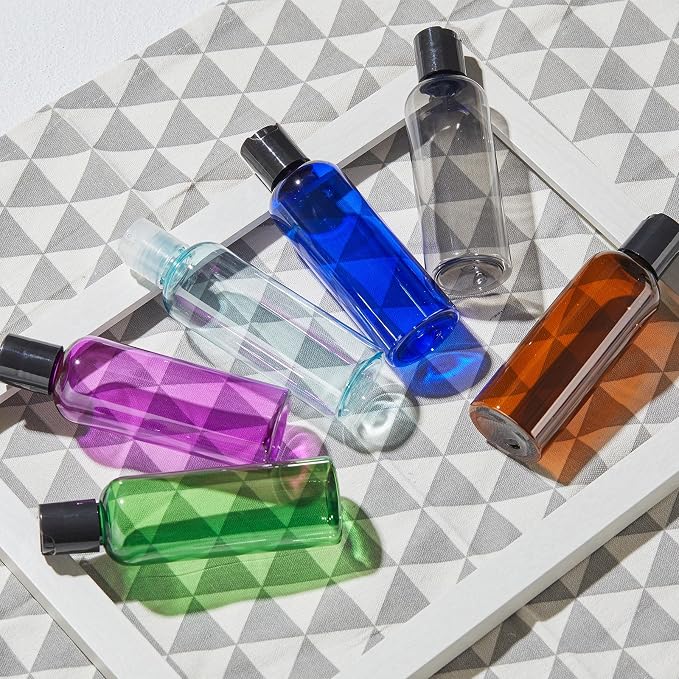 Travel Bottles for Toiletries, 3.4 oz Travel Size Containers, 5pcs, Black | Squeezable empty plastic bottles, TSA approved, leak proof, with labels, for liquids & shampoo lotion, gym essentials