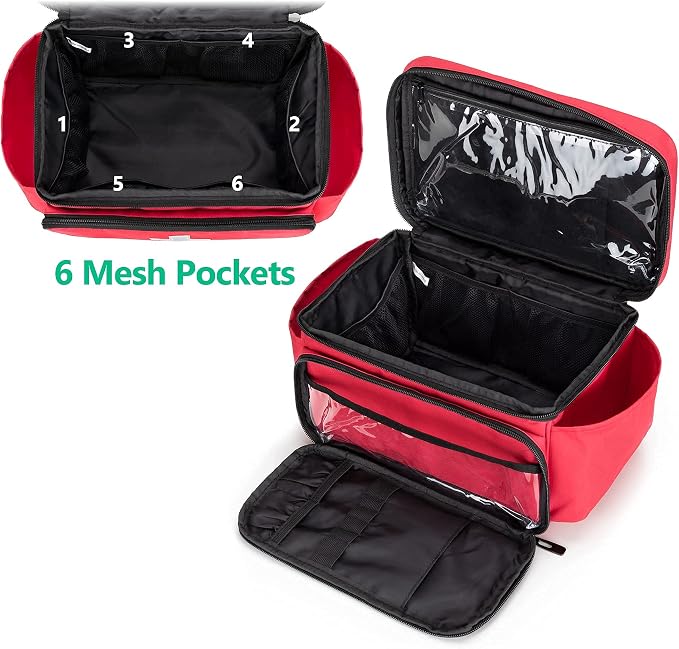 Small Medicine Storage Bag, Empty Family First Aid Kits Case, Red | Emergency Medical Supplies for Home Care, Pill Bottle Organizer, Multifunctional Bag for Medical Use, Dormitory, Travel