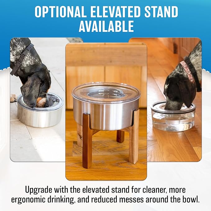 Slopper Stopper Tritan Plastic Dripless Water Bowl with Lid – Holds 1 Gal, Reduces Spills & Trails Up to 85%+, Water Bowl for Medium Breed Dogs (21-50 lbs), The Original Slobber Stopper