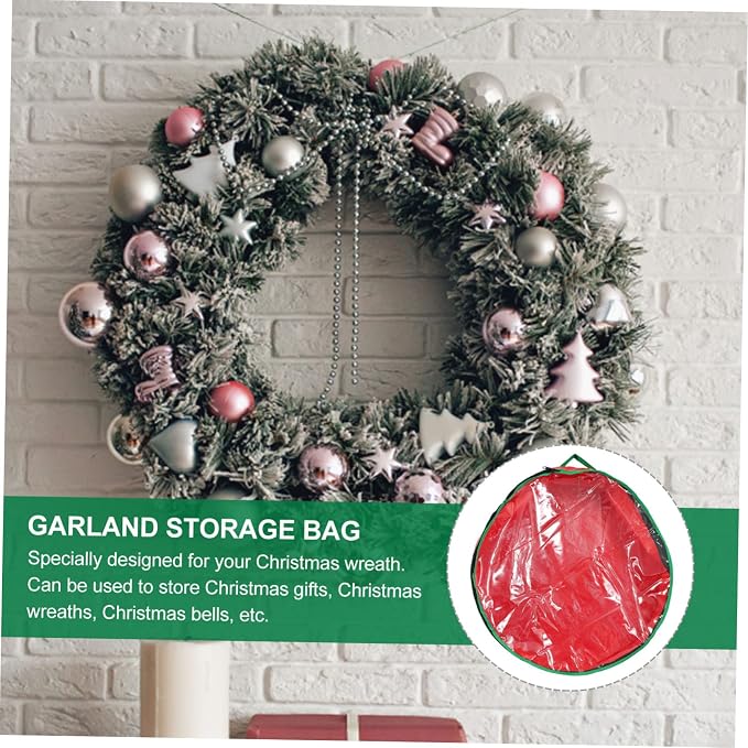 Garneck 1pc Round Storage Bag Window Wreath Storage Holder for Christmas Garlands for Holiday Decor Organization and