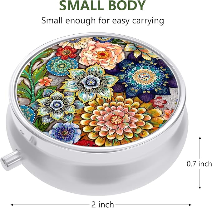 Pill Box, Small Pill Case for Purse & Pocket, Travel Medicine Organizer | Cute Travel Medicine Organizer, Portable Medicine Container Holder to Hold Vitamins, Medication, Fish Oil & Supplement