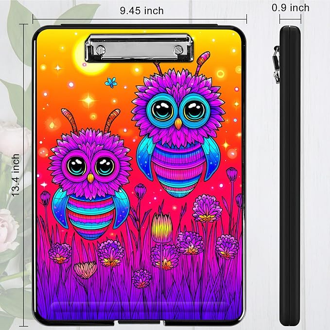 Heavy Duty Storage Clipboard, Slim Nursing Clipboard with Internal Pen Case, Portable File Organizer Case for A4 Letter Size Paper Office Medical Professionals, Honey Sunset
