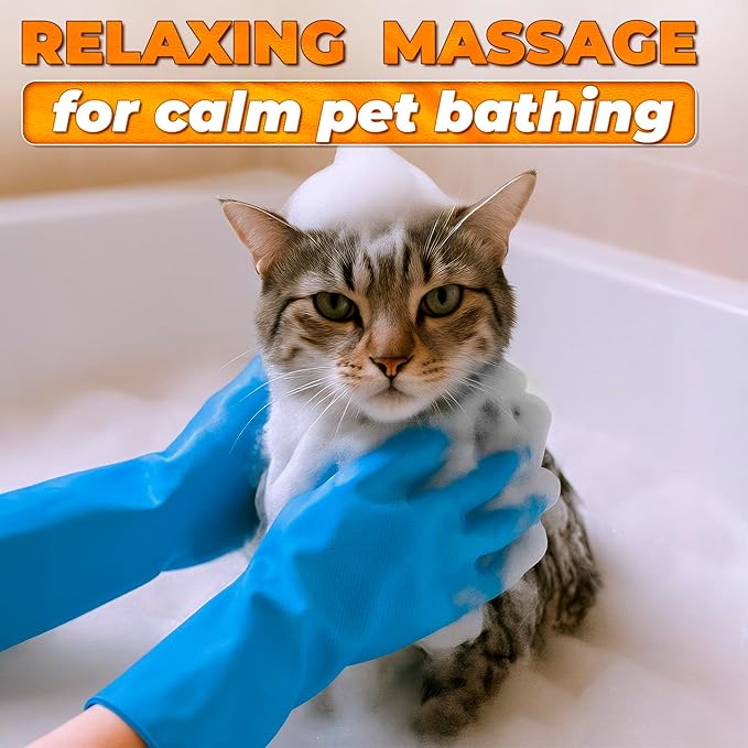Cat & Dog Shampoo Gloves with 3000 Soft Bristles | 2-in-1 Dog Bath Gloves for Massage, Grooming & Clean Wet or Dry