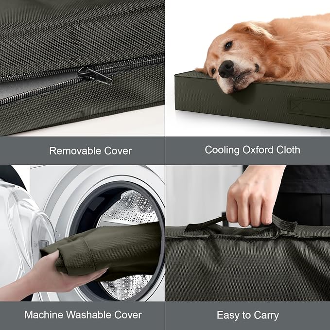 Large Waterproof Orthopedic Dog Bed with Egg Crate Foam | Fits 42x28 Crates, TPU Waterproof Layer, 1680D Washable Oxford Cover, Portable Handle, Indoor & Outdoor Use, Up to 80 lbs