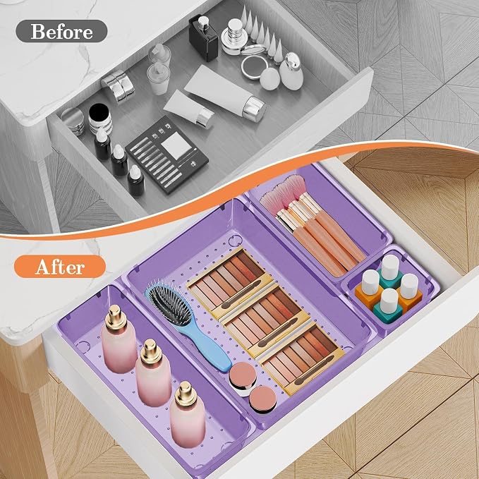 SpaceHacks 25 PCS Plastic Drawer Organizer, 4-Size Versatile Organizer Trays & storage Bins