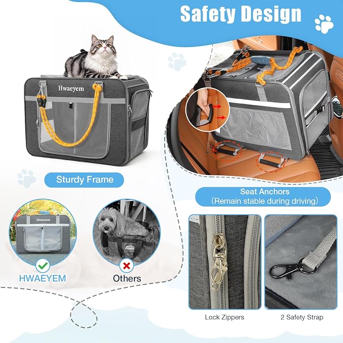 Rolling Extra Large Pet Cat Carrier with Wheels, Breathable Pet Carrier for 2 Cats or Medium Dog, 24" X 15" X 17" Dog Carriers for Small Dogs with Zipper Locks, Ideal for Travel & Vet Visits