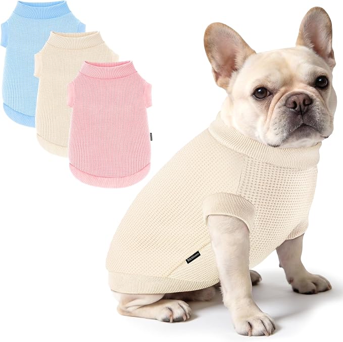 3 Pack Dog Shirt for Small Supplies Functional Waffle Dog Clothes Warm Soft Sweatshirt Outfit for Dogs Cats Pet Apparel