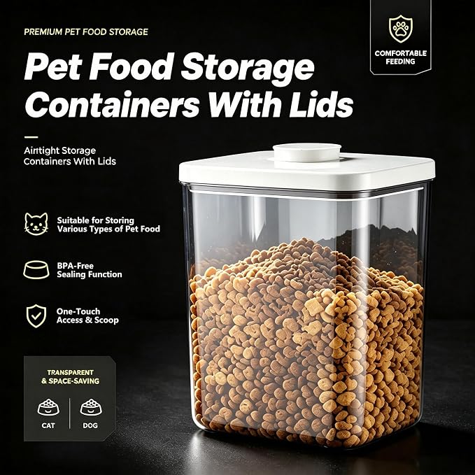 LivLab Mker Pet Food Storage Container With Lids & Cup | 5.5L/5.5KG Airtight Up to 10 lbs Capacity For Dog, Cat, Bird Food, Keep Fresh