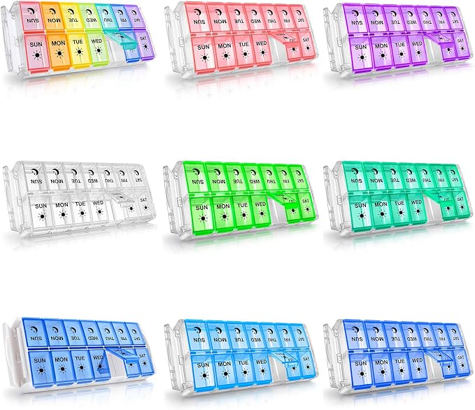 Weekly Pill Organizer 7 Day 2 Times a Day Extra Large, Quick Fill 2022 Fullicon AM PM XL Daily Pill Cases Pill Box with Detachable Base - Pink (Patent Registered) | Each Compartment Holds 13 Fish Oils or 12 Vitamins, BPA Free Food Grade Plastic, Preven...
