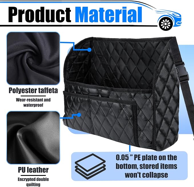 BFXM Car Purse Holder Between Seats, Leather Front Seat Car Organizer | Large Capacity Car Net Pocket Handbag Holder, Backseat Barrier Storage Bag Fits for Car, Truck, SUV, Purse Holder for Car