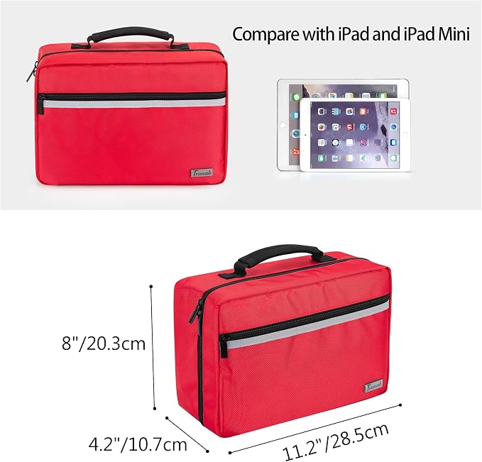 Trunab First Aid Trauma Bag with 2 Inner Flaps, Medical Supplies Pouch,Red | Empty Bag with Hand Strap, Customizable Interior for Home or Outdoor Use