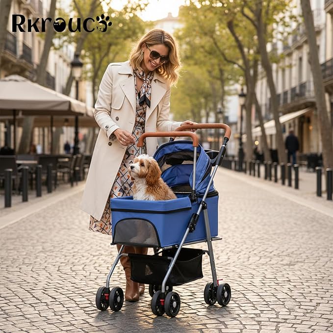 3 in 1 Pet Stroller for Dogs Cats Foldable Jogger with Detachable Carrier