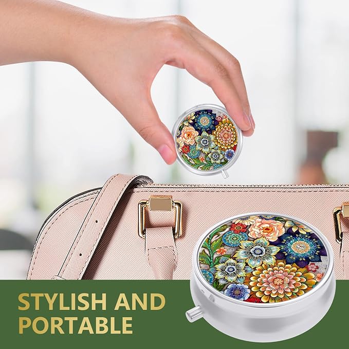 Pill Box, Small Pill Case for Purse & Pocket, Travel Medicine Organizer | Cute Travel Medicine Organizer, Portable Medicine Container Holder to Hold Vitamins, Medication, Fish Oil & Supplement
