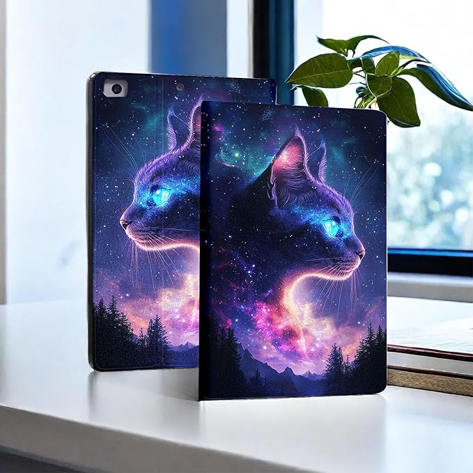for Microsoft Surface Go 4/3/2/1-10.5" 2021 Tablet Case,Auto Wake/Sleep,Adjustable Stand Protective Cover - Galaxy Cat