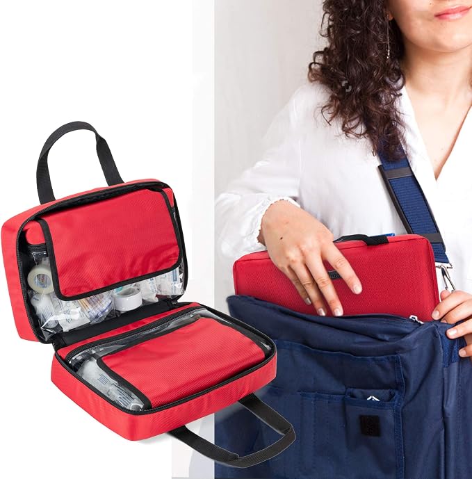 Trunab Small First Aid Kit Bag Empty Portable Emergency Kits Trauma Bag,Red | Medical Pouch Ideal for Car, Home, Camping and Hiking,Bag Only