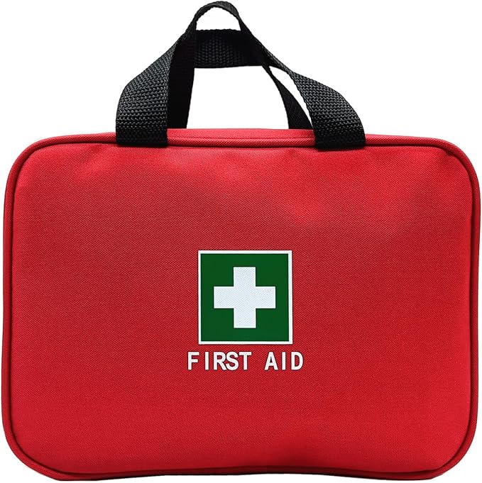 Red First Aid Bag Empty Travel Rescue Pouch Medical Bags First Responder Storage Compact Survival Medicine Emergency Bag for Car Home Office Kitchen Sporting Outdoor (Zipper MHS)