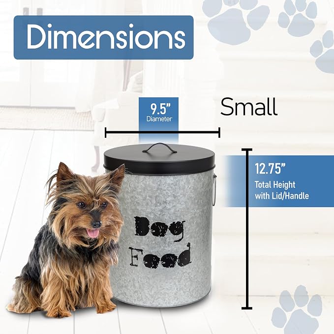 Large 60lb & Small 20lb Dog Pet Food Storage Canister with Scoop – Durable & Airtight for Freshnesss, Minimalist Design & Recyclable, Huge & Small Metal Container (Combo - Dog Bin - Large & Small)