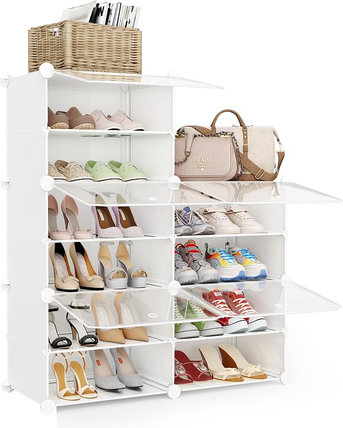 Shoe Storage,10 Tier Shoe Rack Organizer for Closet Shoe Cabinet with Door Shoe Shelves for Closet,Entryway,Hallway,Bedroom