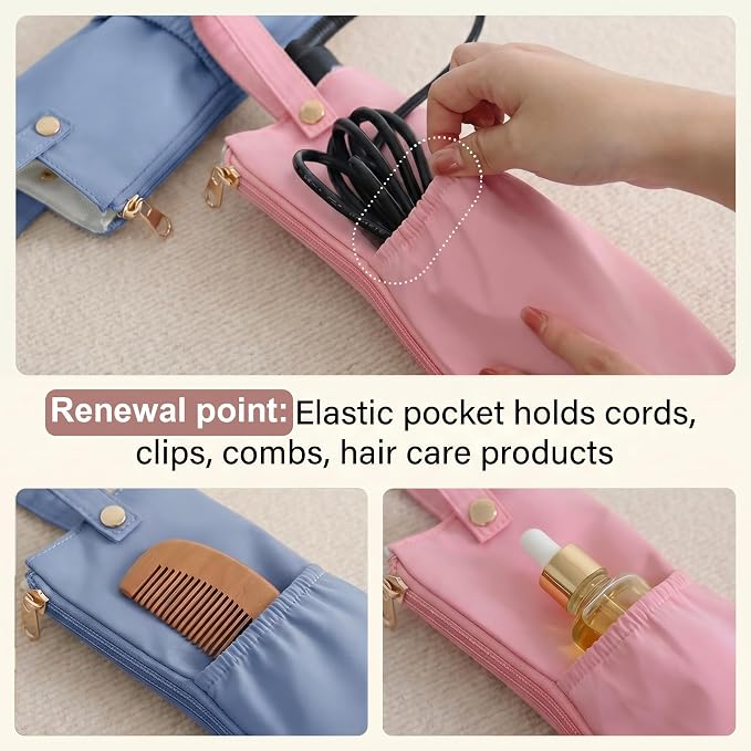 2PCS 2-IN-1 Holder & Mat for Hot Tools, Curling Iron Travel Bag Heat Resistant Flat Iron Storage Hair Tool Organizer - Ideal for Home, Travel, Gift