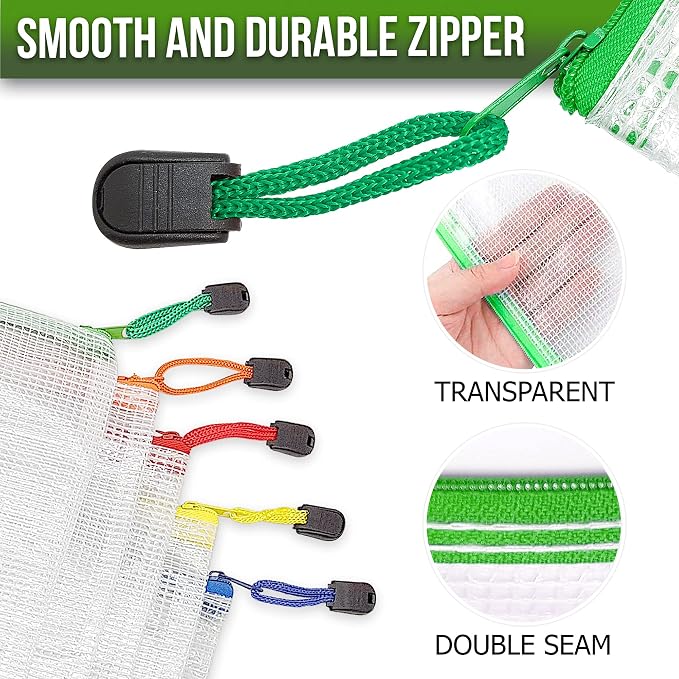 32 Pack Large Mesh Zipper Pouch B4 (12x15in) - Game Bags for Puzzle and Toy Storage Bags - Board Game Storage Zip Plastic Mesh Bags for Toys & Playroom Organization and Storage Zippered Pouches Folder