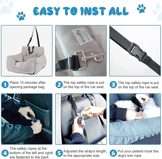 Aidou Dog Booster Seat for Small to Large Dogs & Cats, Travel Safety Seat with Storage & Dual-use Car & Home (Small Red Stripe)