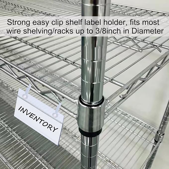 ChanQnTon Plastic Shelf Labels, 60pcs Label Holders with 120pcs Snap Lock Hanging Loops and 60pcs Matched Paper Inserts for Wire Basket,Price Tags,Shelf Tags for Wire Shelving 3.15x1.57inch