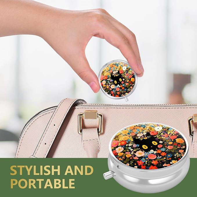 Pill Box, Small Pill Case for Purse & Pocket, Travel Medicine Organizer | Cute Travel Medicine Organizer, Portable Medicine Container Holder to Hold Vitamins, Medication, Fish Oil & Supplement