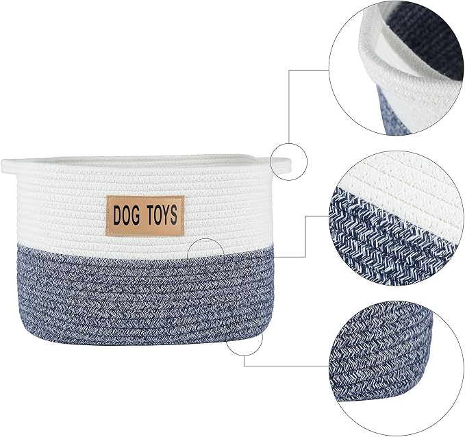 Midlee Two Tone Rope Dog Toy Storage Basket