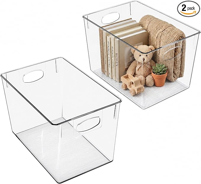 Sorbus Clear Storage Bins 2 Pack Extra Large – BPA-Free Clear Bins for Organizing Pantry, Toys & Laundry | Clear Storage Containers with Handles, 13.75x9.75x8.75