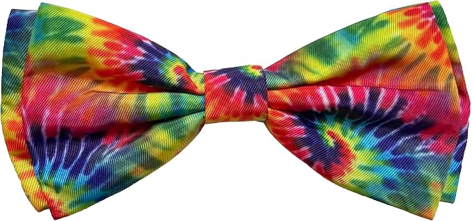 Huxley & Kent Pet Bow Tie for Dogs & Cats, Woodstock Tie Dye, Large/XLarge | Hook & Loop Attaches to Any Collar, Soft Polyester, Lightweight & Machine Washable, Perfect for Holidays & Photos