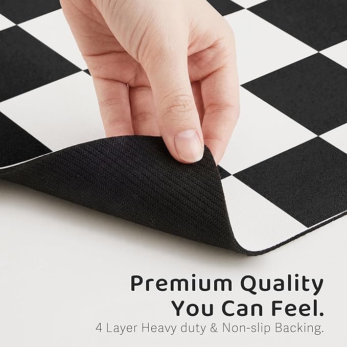 Ralxion Checkered Dog Feeding Mat, Absorbent Mats for Dog Food and Water Bowl, Dispenser, Modern Aesthetic Black White Checkerboard Pet Placemat for Dogs, Cats, Puppy Accessories, 12" X19”