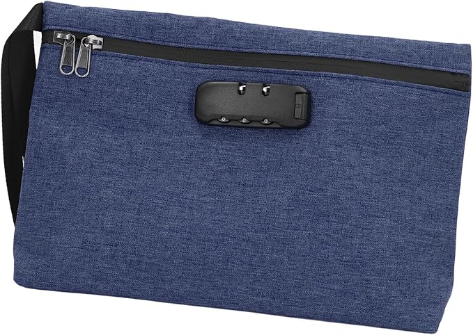 Smell Proof Bag, Odor Stash Container with Combination Lock and Activated Carbon Lining, for Travel Storage and Accessories Protection (Navy Blue)