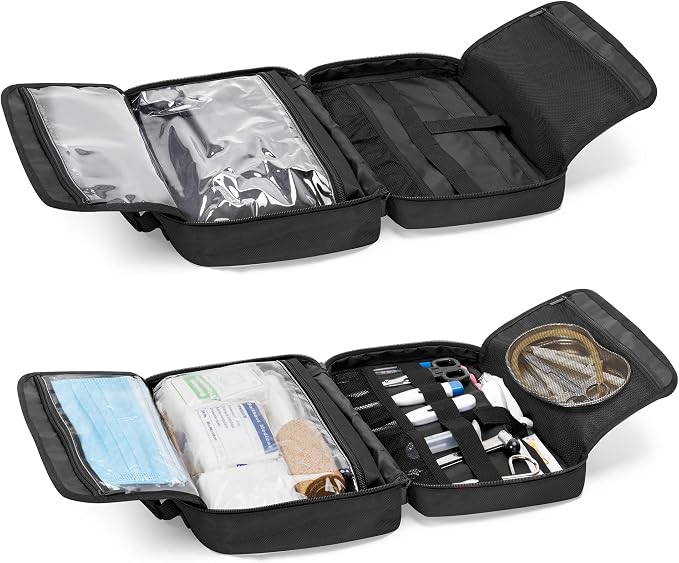 Trunab First Aid Trauma Bag with 2 Inner Flaps, Medical Supplies Pouch | Empty Bag with Hand Strap, Customizable Interior for Home or Outdoor Use