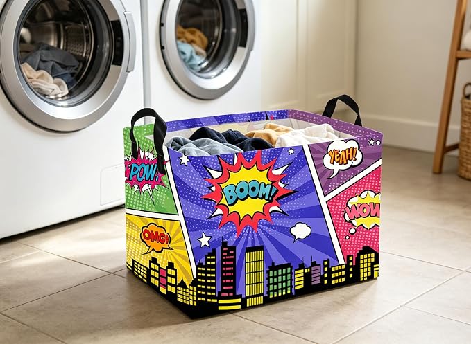 Rectangle Kids Baskets Spider Basket Cute Storage Bin Fish Box for Room Decor Gift Basket(City)