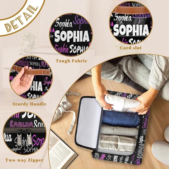 Personalized Foldable Storage Basket with Name, Black with Colorful Names Zipper Lid Laundry Hamper Dirty Clothes Pet Toys Storage Bin with Handles for Shelf Home Closet Kitchen