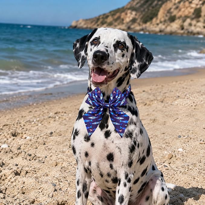 PET SHOW 10 Pack Ocean Animals Sailor Dog Bowties for Large Dogs