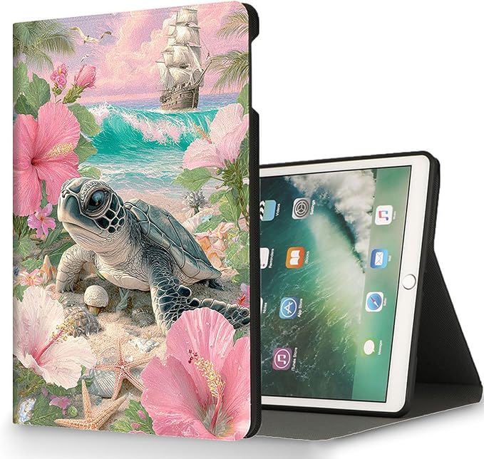 for Microsoft Surface Pro 8-13" 2021 Tablet Case,Auto Wake/Sleep,Adjustable Stand Protective Cover - Sea Turtle Flower