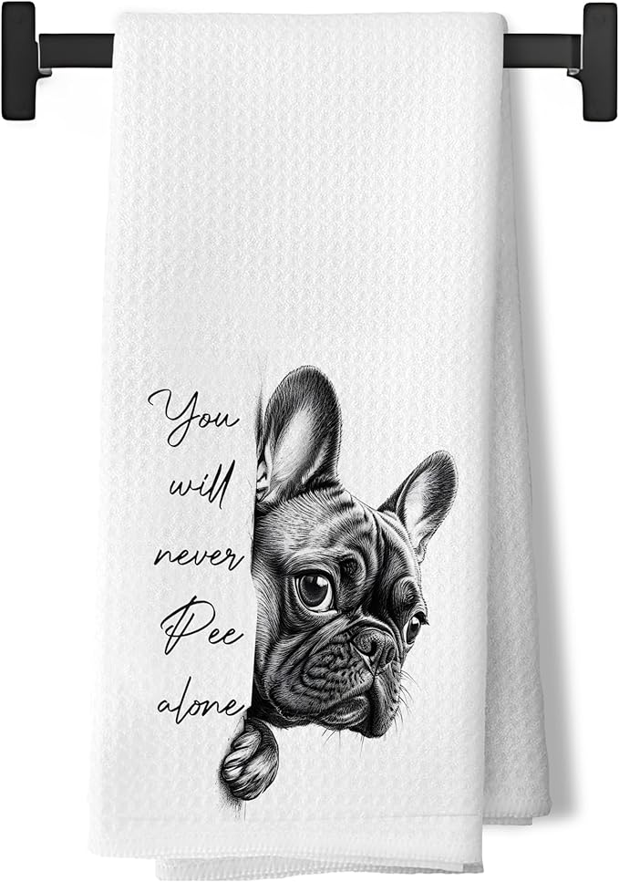 French Bulldog Hand Towels for Bathroom, Frenchie Bathroom Decor, Frenchie Gifts for Women Men, Funny French Bulldog Decorative Hand Towels for Washroom Restroom, 16x24 Inch