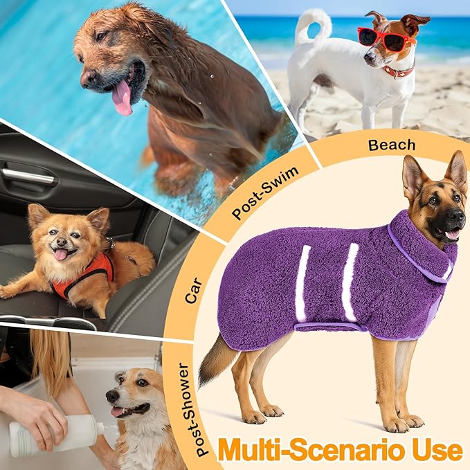 Dog Bathrobe Super Absorbent Dog Towels Large Quick Drying Robes for After Bath Soft Adjustable Warm Keeping Dogs Towel(S-XXL)