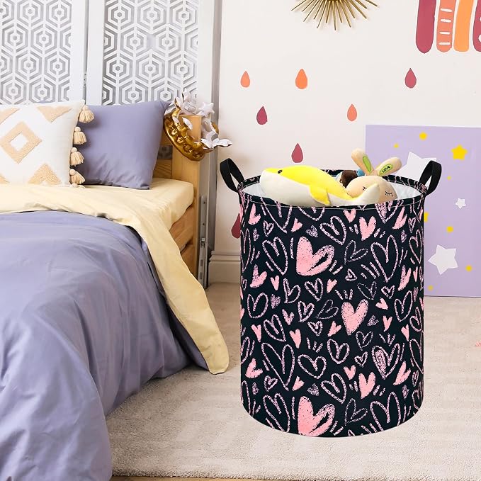 MAIZMZ Girls Room Storage Basket Decor Organizer Bins Kids Hamper Storage Bins Toy Box Women Laundry Basket Large Canvas Collapsible Chest for Home/Dorm/Kitchen/Pet/Office/Closet/Shelf/Gift Baskets