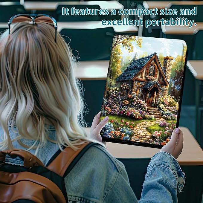 Case for Samsung Galaxy Tab A7 Lite 8.7" 2021 Model (SM-T220/T225/T227), 360 Degree Rotating Stand with Multi-Angle Vertical Shockproof Protective Shell for Women Men, Garden Castle