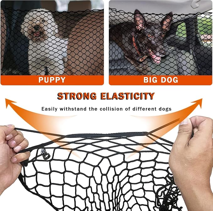 Dog Car Barrier for VW Arteon Sharan Touareg Scirocco Amarok Caddy Taro Teramont | Pet Mesh Divider Gate Between Seats, Backseat Safety Barrier for Dogs Travel