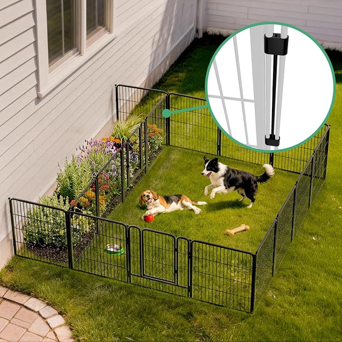 FXW Rollick Dog Playpen with Divider Connectors, 32" H, 16 Panels | Heavy-Duty & Easy setup Play Area, Two-Zone Layout, Indoor & Yard, For Small & Medium Dogs, Patented