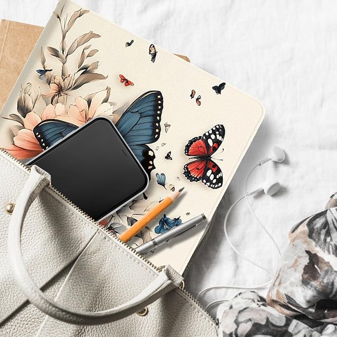 for Microsoft Surface Pro 7 Plus,Surface Pro 7/6/5/4 12.3" Tablet Case,Auto Wake/Sleep,Adjustable Stand Protective Cover - Butterfly Flower